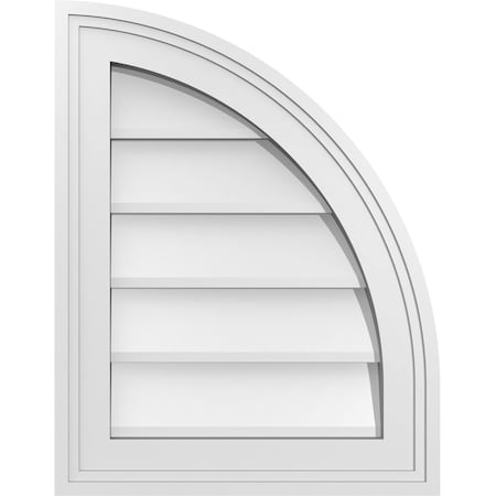 Ekena Millwork Quarter Round Top Right Surface Mount PVC Gable Vent w/ 2"W x 2"P Brickmould Sill Frame, 14"W x 18"H GVPQR14X1803SN